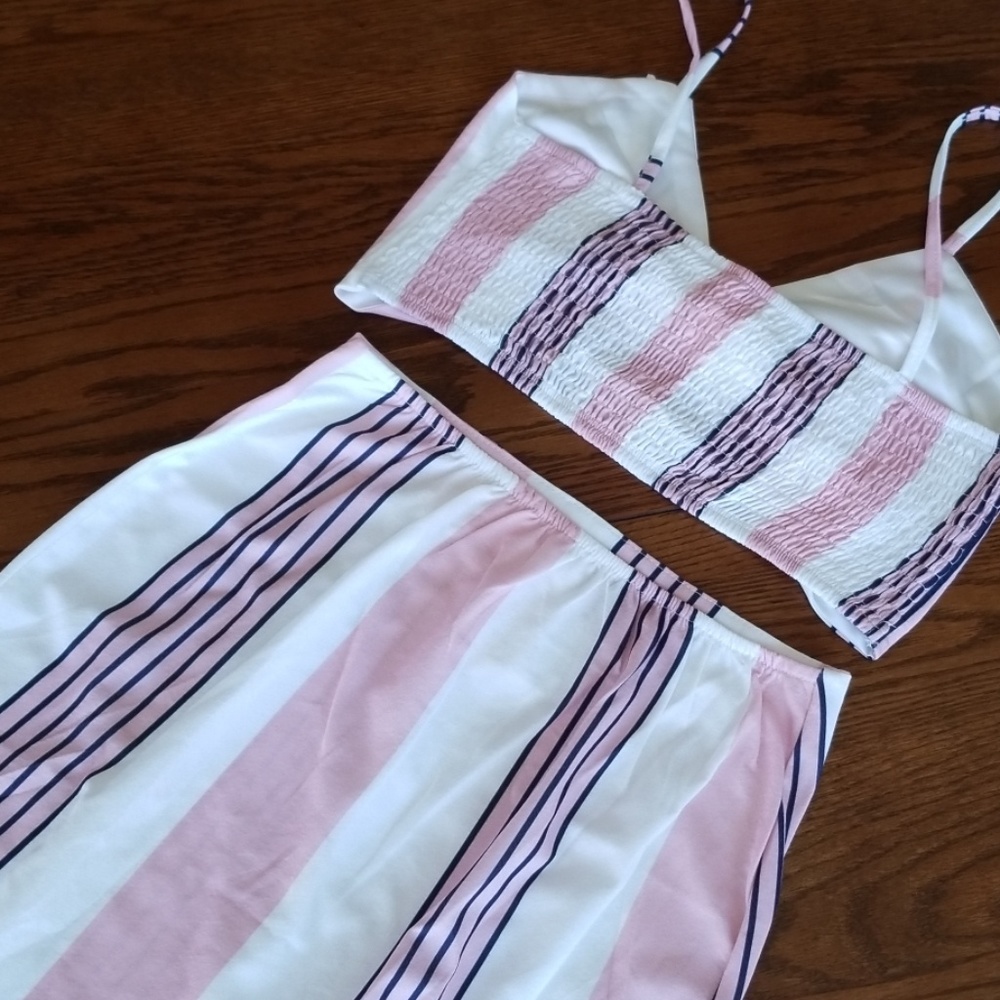Sz S  pink stripe skirt set - Picture 4 of 6
